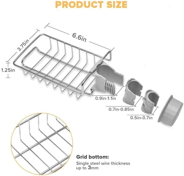 Adjustable Stainless Steel Sink Faucet Shelf & Drain Rack – Wall-Mounted Soap Holder Organizer - Image 5