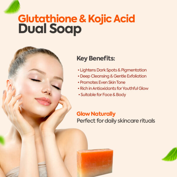 Glutathione & Kojic Acid Dual Soap – Skin Brightening, Anti-Pigmentation & Glow Enhancing Bar - Image 3